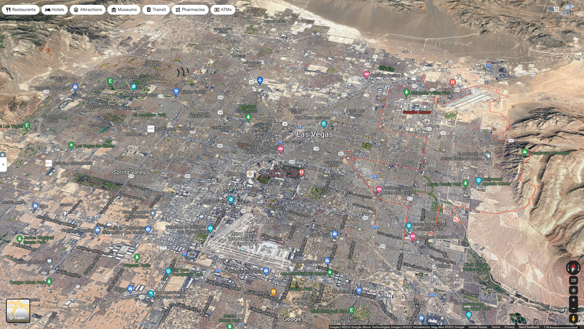 Sunrise Manor Aerial Map Nevada